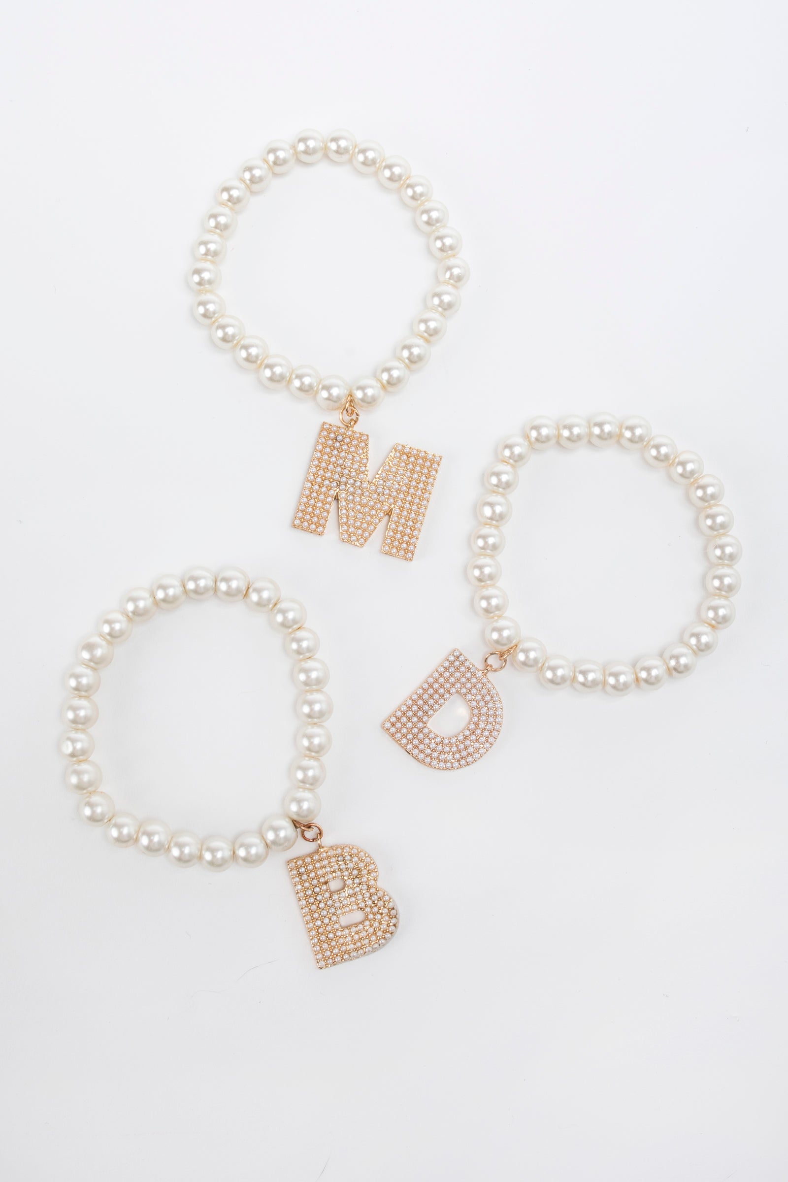 Pearlie Initial Stretch Bracelet