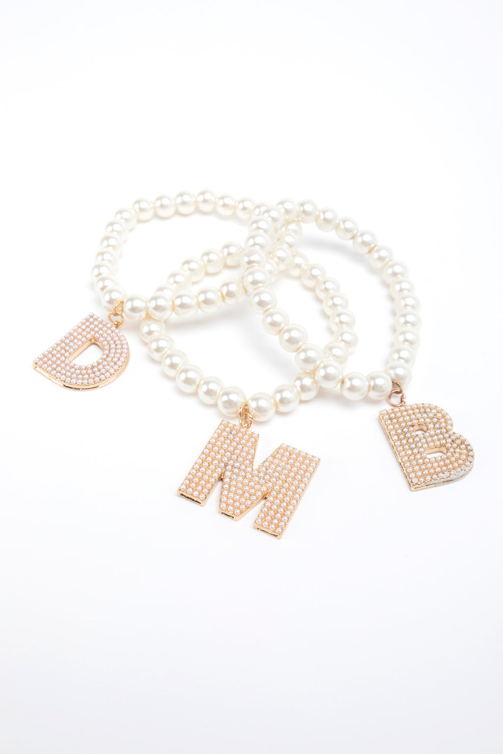 Pearlie Initial Stretch Bracelet