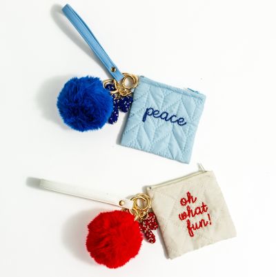 Merry Mini Quilted Pouch Wristlet/Keychain